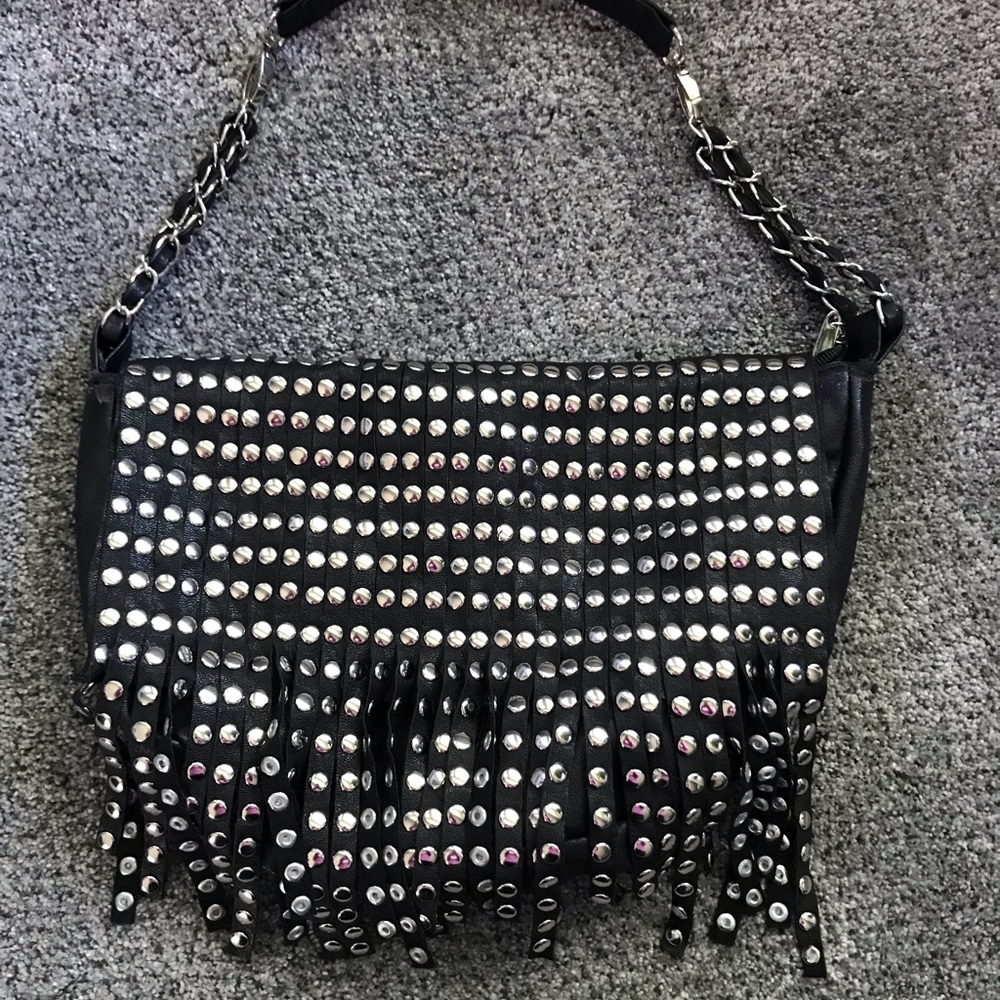 Edgy black purse with silver accents